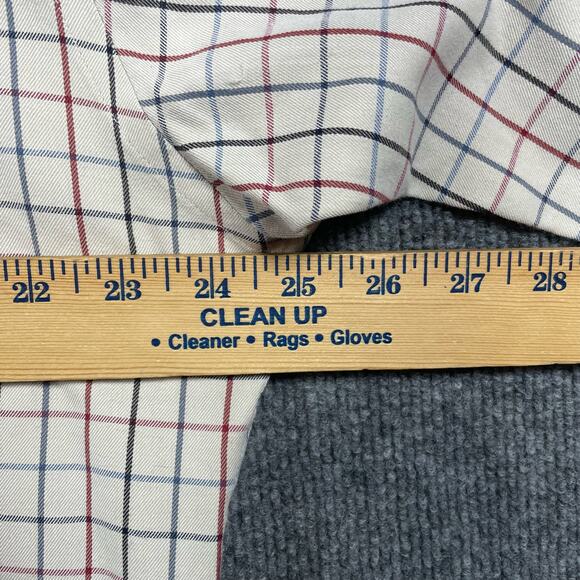 Pendleton Broadway Cloth Button Shirt Men's L Cream Red/Blue Check Long Sleeve - Picture 8 of 12